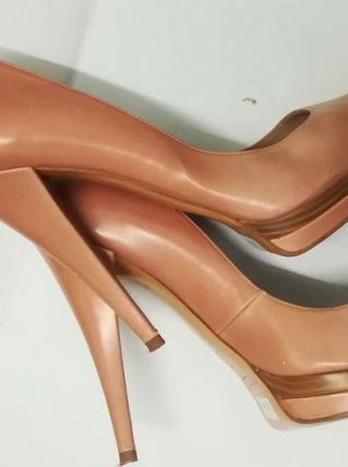 Pura Lopez - sexy escarpins saumon high heels tout cuir (40)