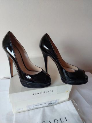 887B* Casadei - sexy escarpins de luxe noirs full cuir 39,5