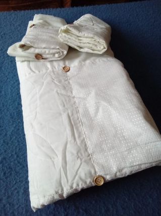 Bouti, Dessus de lit + 2taies - boutons bois  - années 80