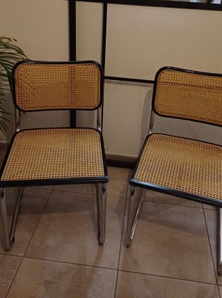 4 chaises bois et cannage vintage