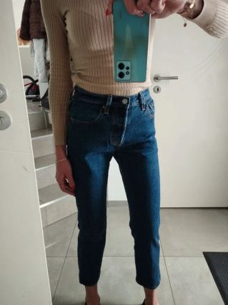 Jean femme Levi's 501 crop bleu foncé W23L26