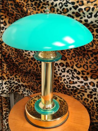lampe turquoise chrome or 1980 , tres belle 43x32 bon etat g