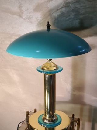 lampe turquoise chrome or 1980 , tres belle 43x32 bon etat g