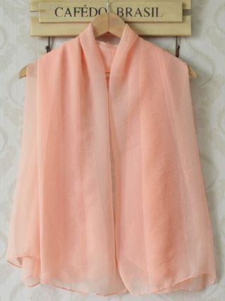 Grand Foulard Etole Couleur Peche Abricot