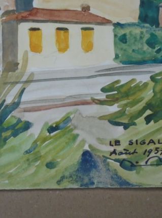 Aquarelle originale de R. Rivaud de 1957