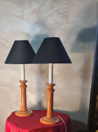 paire de lampe "Albret Rodez" en céramique saumon foncé 53x2