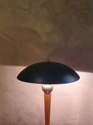 lampe de bureau paquebot noir mat  bois et metal 49x32 elec 