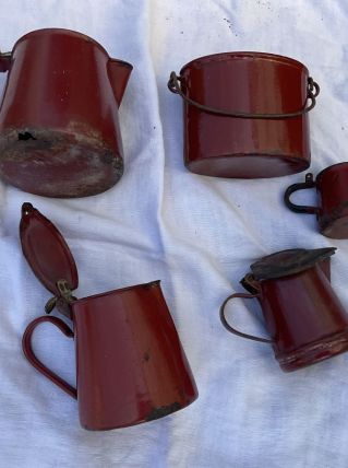Lot de pots métal émaillé 