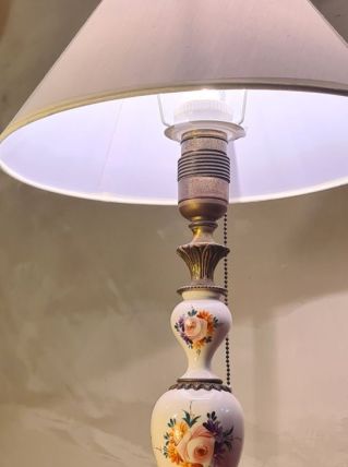 lampe porcelaine et bronze tres elegante  ,inter a tirette 5