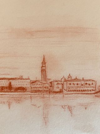 Tableau sanguine  signé vue de Venise 