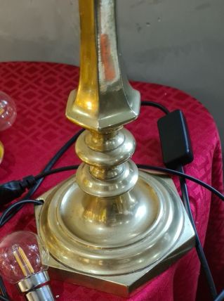 Paire lampe bronze ancienne art nouveau,   Abat jour verre 4