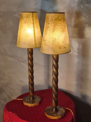 paire de lampe chevet bois scandinave1950 elec ok sans inter