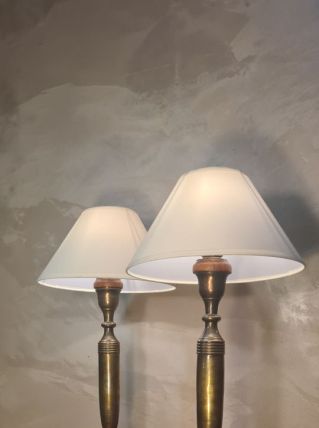 paire de grande lampe  laiton massif 1940 ,   abat jour blan