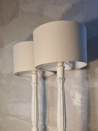 paire de lampe geante de salon bois patiné 69x28 cm elec ok 