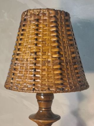 lampe de chevet 1960 style scandinave bois olivier abat jour