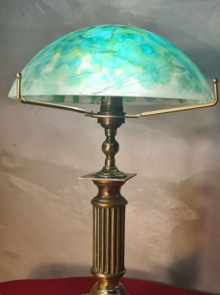 lampe de bureau 1930 bronze et laiton 39x22 superbe abat jou