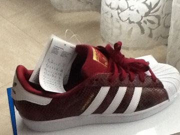 superstar blanche et rouge bordeaux