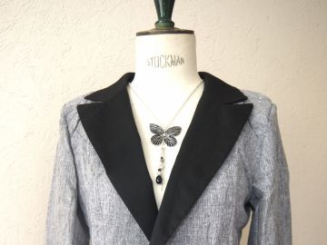 Veste blazer gris noir cintré ajusté bicolore col femme Veste blazer gris noir cintré ajusté bicolore col femme