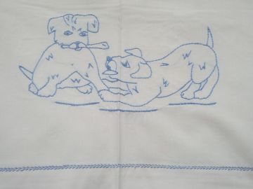 Drap Bebe Brode Main Motif Chien Luckyfind