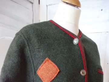 Veste Autrichienne Giesswein En Laine Bouillie Verte - Taille 38 - Vintage Très Bon état