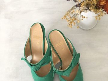 Escarpins Mules FREE LANCE Vintage - Cuir Verni Saumon - Taille 36 - Talon 6.5 Cm - Occasion Bon état