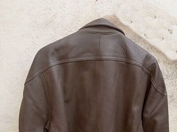 Veste Femme Vintage En Cuir Havane - Taille M, Style Motard, Occasion Très Bon état