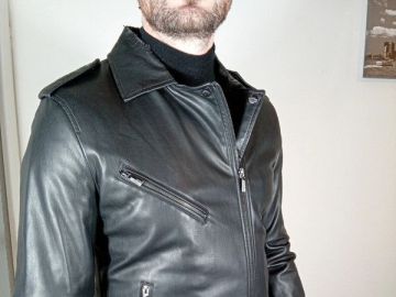 Blouson noir simili cuir homme zara taille L