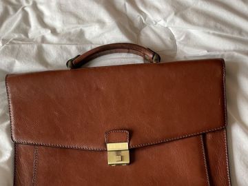 Sacoche / Cartable En Cuir Véritable Fait Main - Marron - Style Mallette - Neuf Avec Étiquettes - Unisexe Adulte