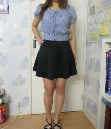 Crop top neuf haut court carreaux bleu blanc T36