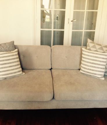 Canapé fixe york 3 places style vintage scandinave gris clair 