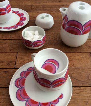 Service thé "duo" rose vintage rétro 1960 1970