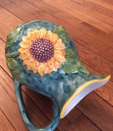 Pot "tournesol" en céramique vintage