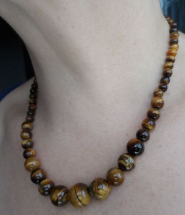 Collier Pierre Oeil De Tigre Véritable