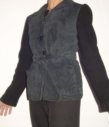 Veste vintage cuir/acrylique René Derhy 38/40