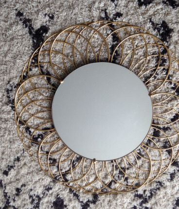 Miroir vintage métal doré