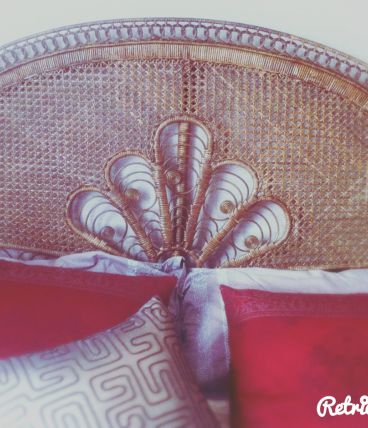 Tête de Lit "Paon" Vintage en rotin