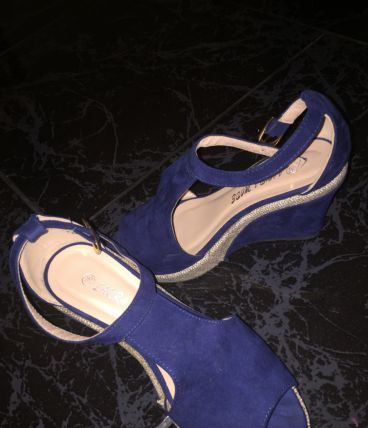 Talon compensé bleu
