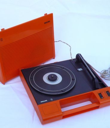 Electrophone, Tourne Disques des seventies Philips AF 180 orange.