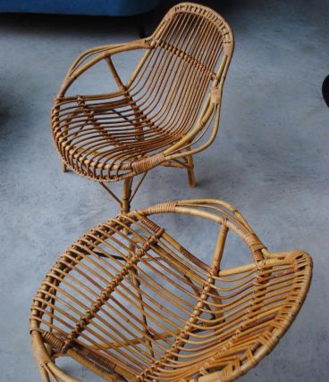 paire de Fauteuils en rotin vintage