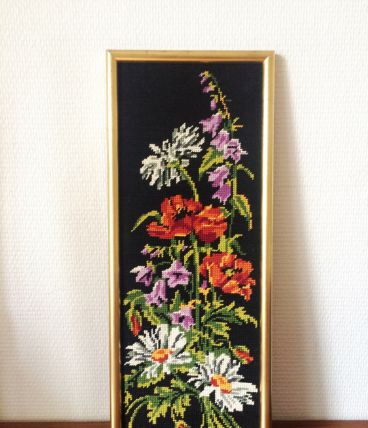 Cadre vintage canevas fleurs