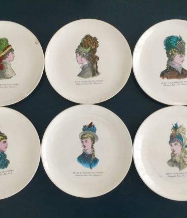 Série de 6 assiettes à dessert Gien Petit Courrier des Dames 50