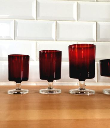 Série complète de 6 verres Suede vintage Luminarc 70
