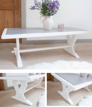 Table basse carrelage et bois