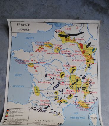 Carte scolaire Rossignol France commerce extérieur et industrie vintage