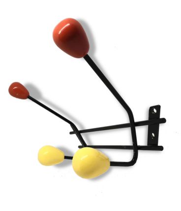 Patère 60s noir rouge jaune