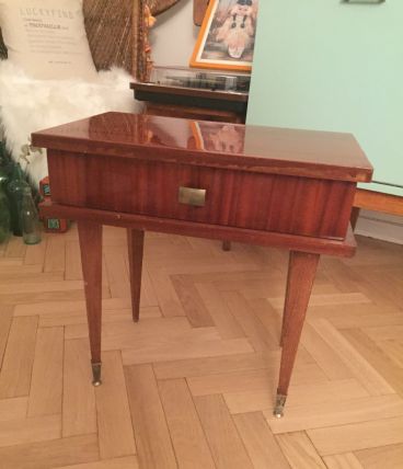 Table de chevet ou d'appoint scandinave pieds compas vintage