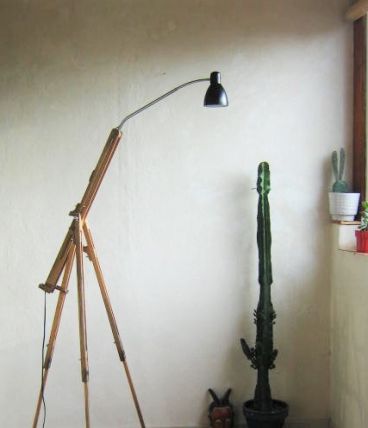 Lampe trépied Bois et metal