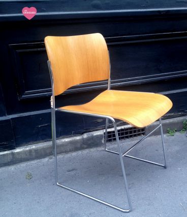 Lot de 6 chaises scandinaves bois et chrome-1970