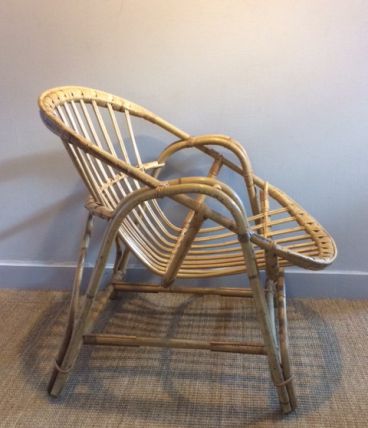 Fauteuil corbeille en rotin 60's