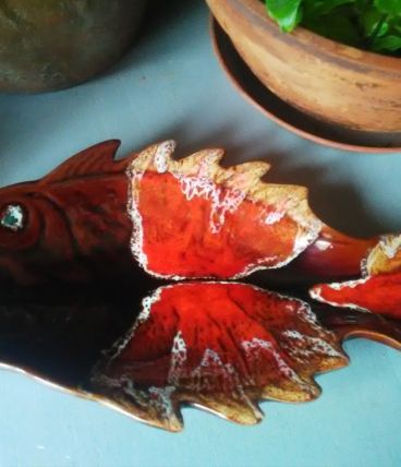 Céramique style Vallauris en forme de poisson
